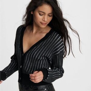 rag & bone Black and Gray Striped Cardigan